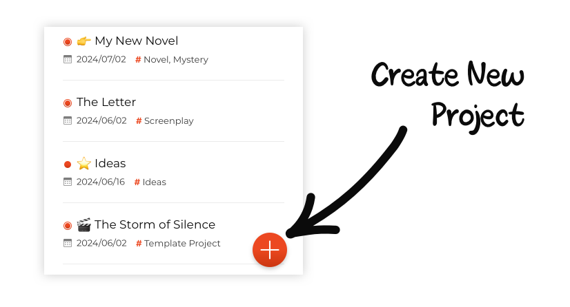 Create Writing Projects in Story Planner