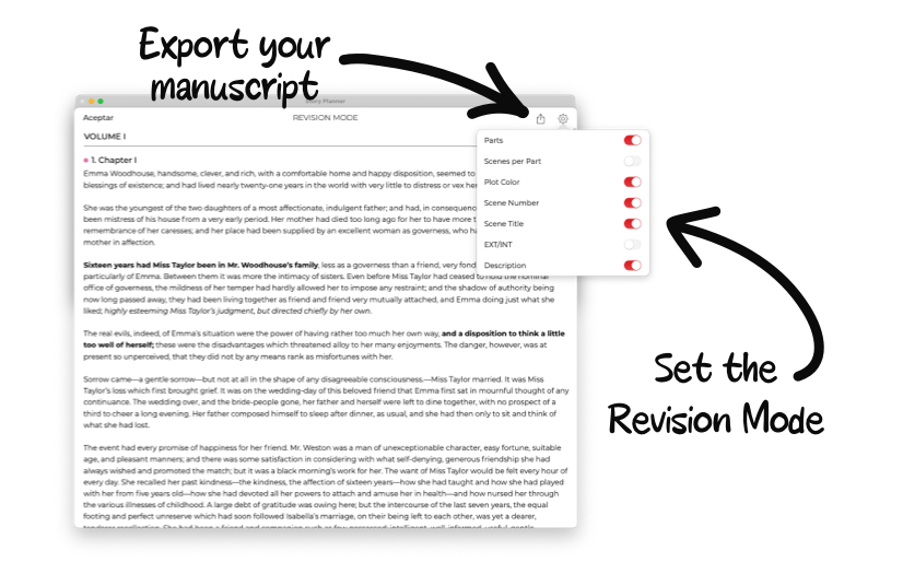 Revision Mode in Story Planner