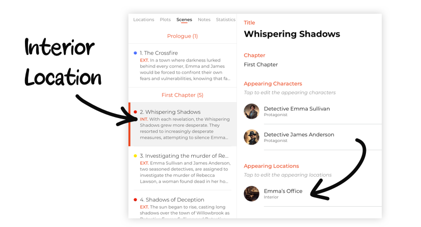 Scene Setting in Story Planner