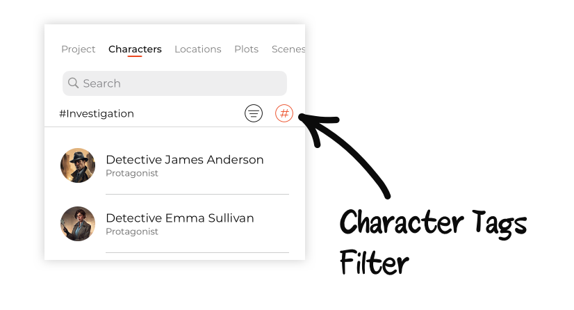 Tags filter in Story Planner